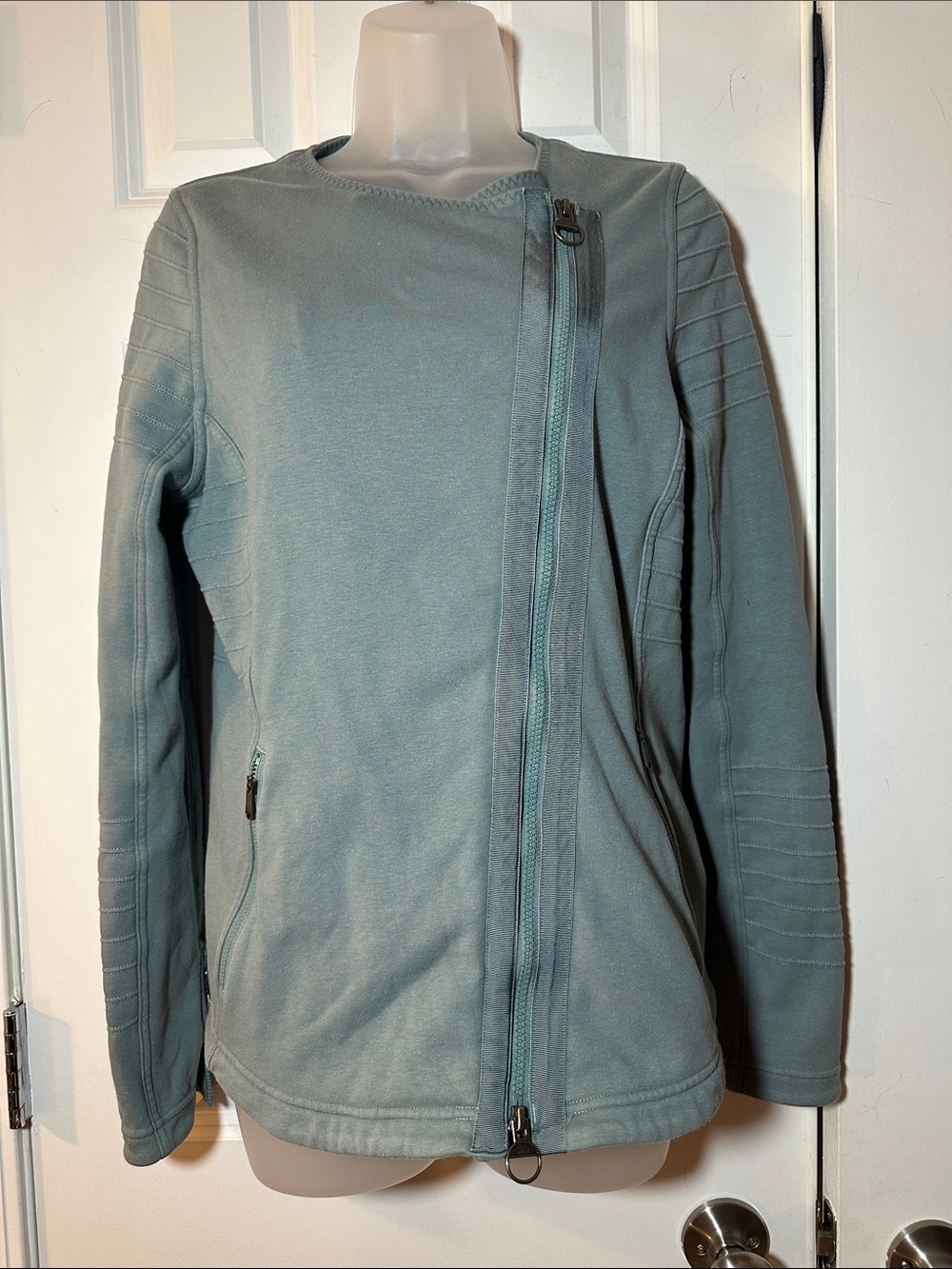 Athleta Asymmetrical Zip Moto Jacket - Dusty Gray